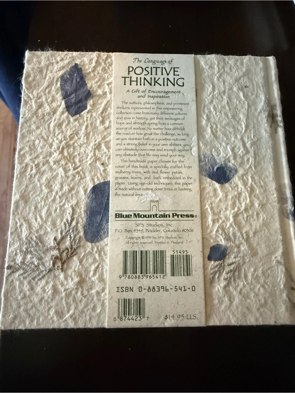 Positive Thinking Hardcover Journal - Cream with Blue Accents
